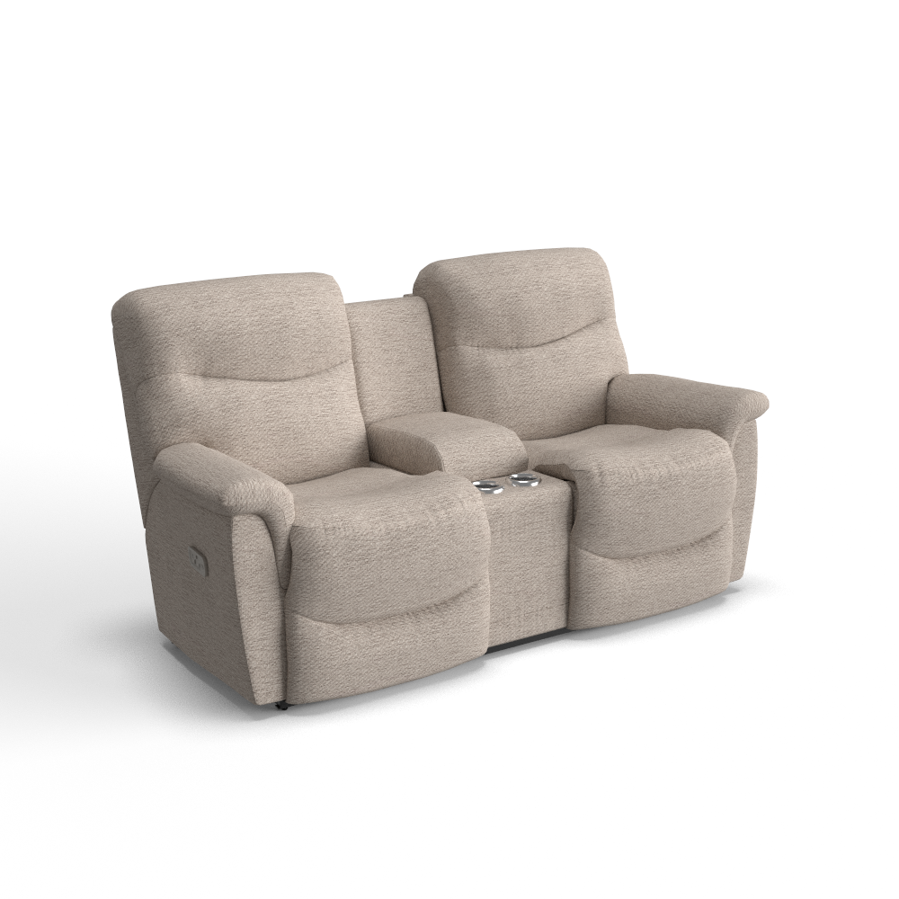 James Power Reclining Loveseat w/ Headrest, Lumbar & Console